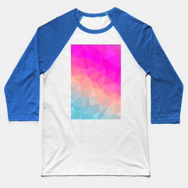 Dark Pink, Peach and Cyan Geometric Abstract Triangle Pattern Design Baseball T-Shirt by love-fi